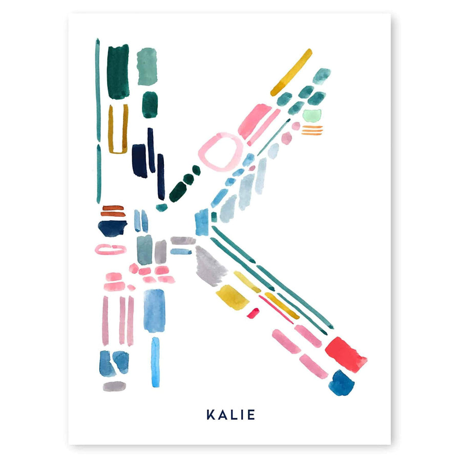 Color Letter K Print - Personalized