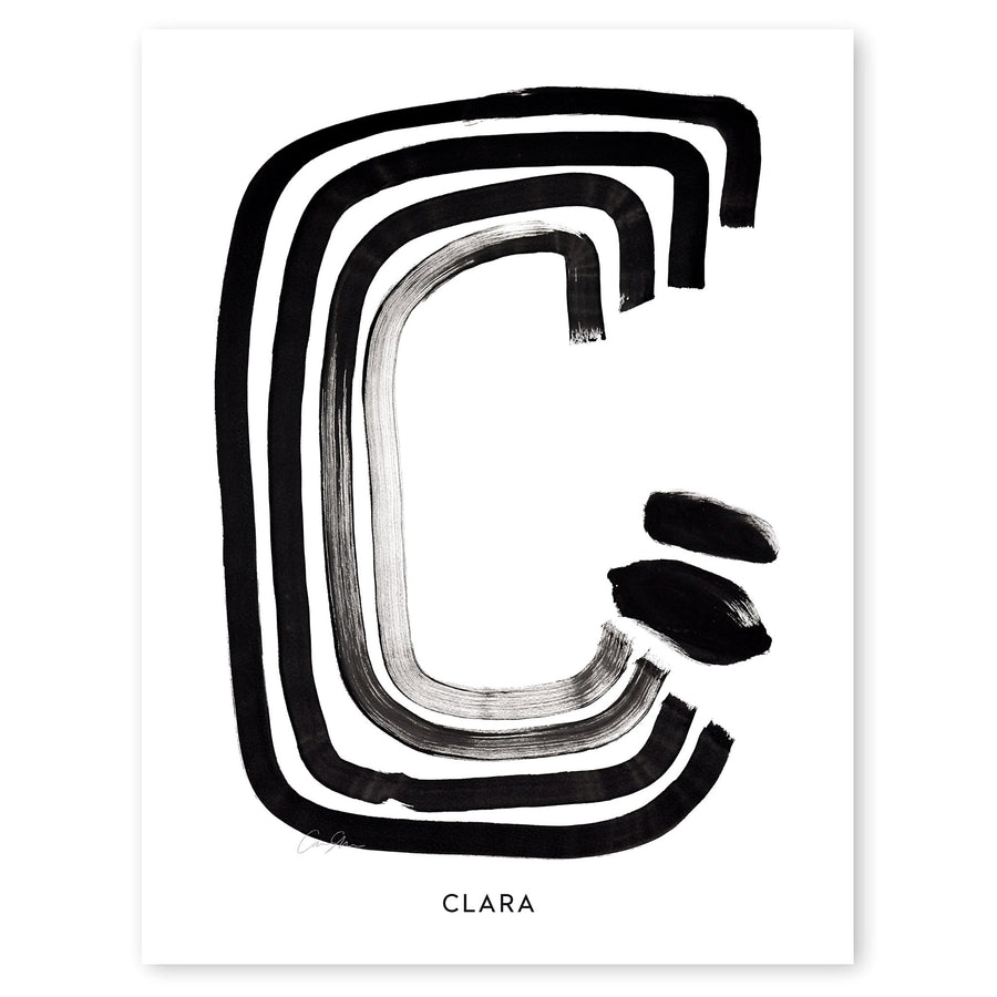 Cash Color Black and White Letter C Print Personalized
