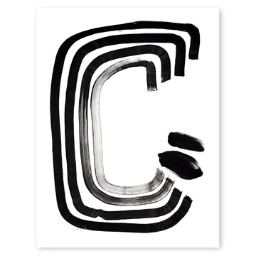 Black and White Letter C Print by Artist Caitlin Shirock Product Photo
