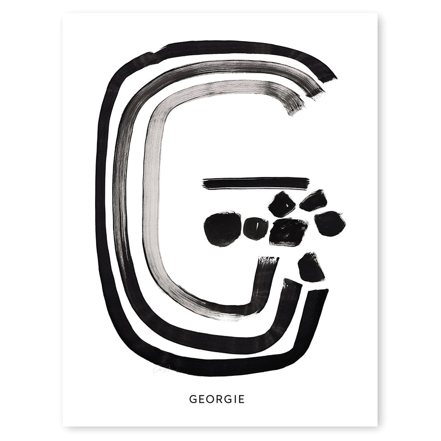 Cash Color Black and White Letter G Print Personalized