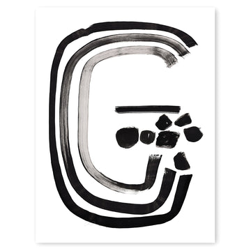 Black and White Letter G Print by Artist Caitlin Shirock Product Photo