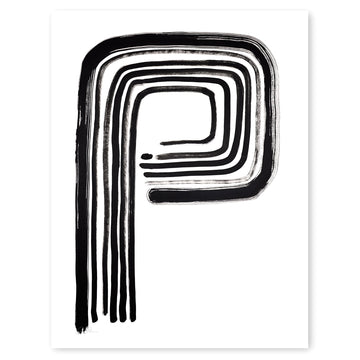 Black and White Letter P Print by Artist Caitlin Shirock Product Photo
