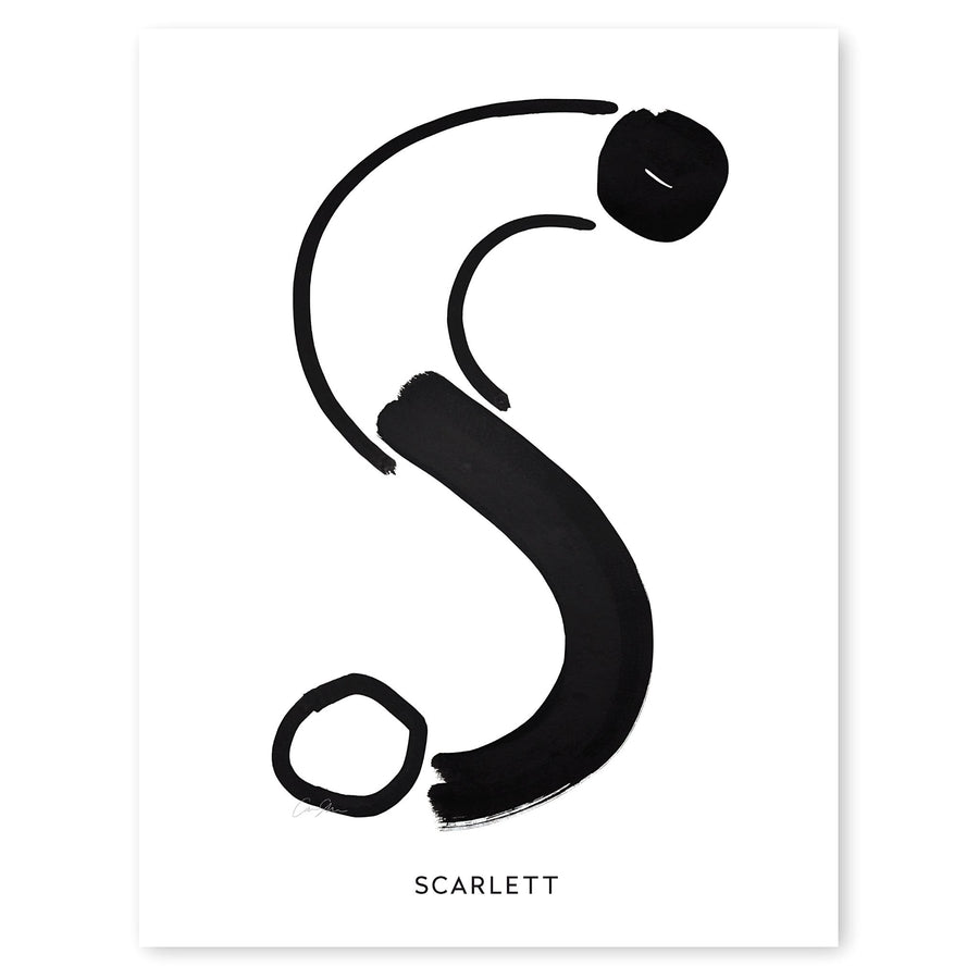 Cash Color Black and White Letter S Print Personalized