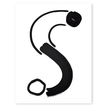 Black and White Letter S Print by Artist Caitlin Shirock Product Photo