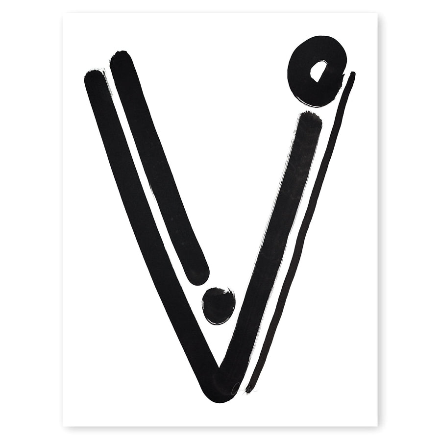 Black and White Letter V Print by Artist Caitlin Shirock Product Photo