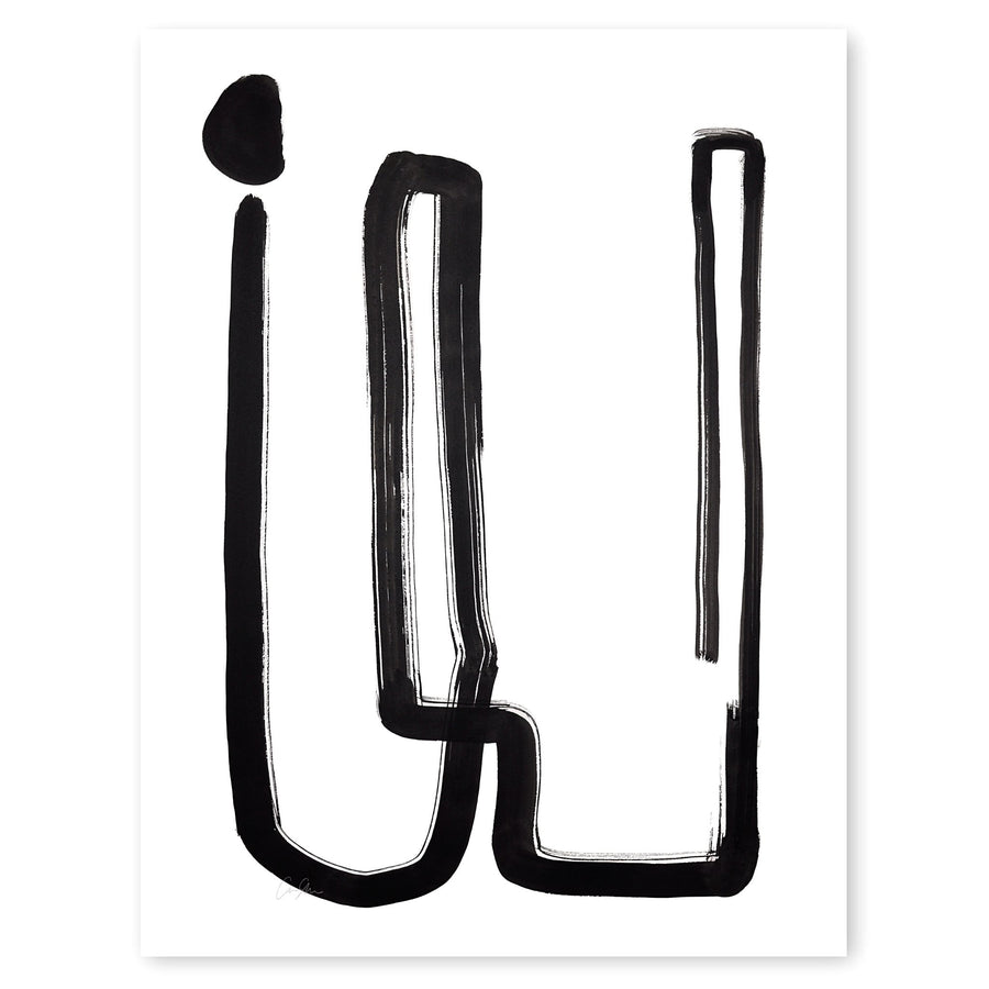 Black and White Letter W Print by Artist Caitlin Shirock Product Photo