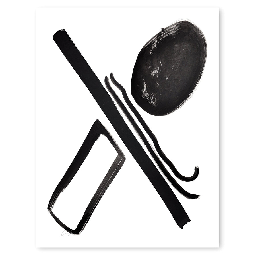 Black and White Letter X Print by Artist Caitlin Shirock Product Photo