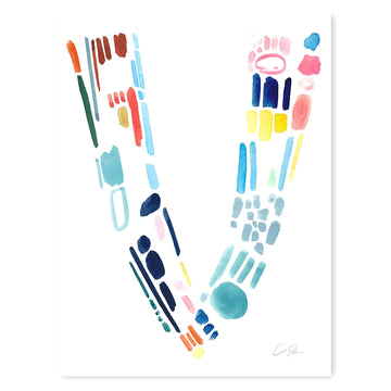 Color Letter V Print by Artist Caitlin Shirock